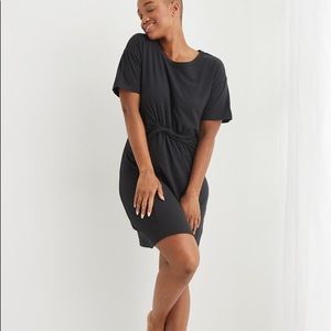 Aerie dark grey tie front t-shirt dress
